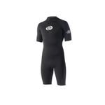 Storm Mens Black Shorty Wetsuit - Flatlock Back Zip Spring Short Sleeve, Summer Suit - Flatlock BZ 2/2mm–SBR +100% Poly Lining– Surfing, Bodyboarding, Bodysurfing, Diving, Snorkeling, Scuba (L)