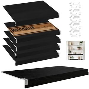 Kryvolux 5 Pcs Wire Rack Covers 38x16x3 inch PVC Pantry Shelf Cover 0.31 inch Thick Removable Closet Wire Rack Shelf Covers,Decoration Kitchen Bathroom Office Shelving(Black,38x16x3inch)
