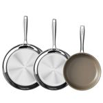 Redchef Frying Pans Set, Non Teflon Frying Pan, 3 Pcs Titanium Frying Pans for Induction, Long-Lasting Stainless Steel Skillets Egg Pan, Non PFAS PFOA & PTFE, Dishwasher Oven Safe, 8.5/10/11.5 Inch