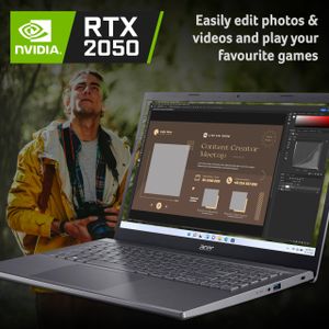 Acer Aspire 5 15.6" Laptop – Intel i5, 16GB RAM, 512GB SSD, RTX 2050, FHD, Windows 11