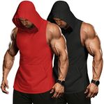 COOFANDY Men's 2 Pack Workout Hooded Tank Tops Bodybuilding Muscle Cut Off T Shirt Sleeveless Gym Hoodies