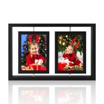 DECOCIAGA 5x7 Rotating Picture Frames Double Sided Photo Frame Wooden Floating Picture Frame Multi Family Photo Frames Standing for Office Desk & Home Tabletop Decor, Black