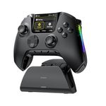 Manba (No Drift) ManbaOne Wireless Game Controller with Interactive Screen for Switch/Windows PC/iOS/Android,Hall Effect Stick and Trigger with Charging Dock(Black)