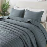 ROARINGWILD Blue Queen Size Quilt Bedding Sets with 2 Pillow Shams, Full Lightweight Soft Bedspread Coverlet, Quilted Blanket Thin Comforter Bed Cover for All Season, 3 Pieces, 90x90 inches