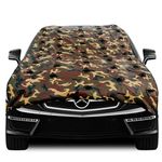 FABTEC Premium Waterproof Dog Protection Car Cover (13ftX55Inch) Car Protection from Dogs, Pets and Animal for Roof and Bonnet Attach Full with Spikes for Big Cars (Jungle Print) 1pc