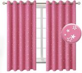 BGment Kids Blackout Curtains for Bedroom - Silver Star Printed Thermal Insulated Room Darkening Grommet Curtains for Living Room, 2 Panels of 60 x 63 Inch, Pink