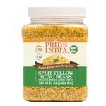 Pride Of India -Split Yellow Mung Lentils - 1.5 lbs (680 gm) Jar -Used for Both Sweet & Savory Dishes - Soups, Kitchari, Snacks & Puddings etc- Excellent Source of Protein 10g & Fiber 7.5g per serving