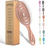 Ninabella Detangling Hair Brush for Women, Men & Children - Does not Pull on Hair - Recycled Hair Straightening Brushes for Straight, Curly & Wet Hair - Vented Wet Brush - Unique Spiral Hairbrush