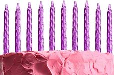 SHATCHI 10pcs Spiral Candles for Birthday Wedding Anniversary Dinner Party Cake Topper Table Decorations, Metallic Purple