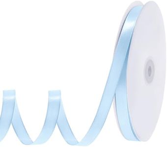 120 Yards Blue Ribbon 3/8 Inch Baby Blue Ribbon Thin Light Blue Satin Ribbons for Baby Shower Crafts Hair Bow Making Gift Wrapping Cake Mother's Day Decorations