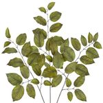 Oairse 3 pcs Artificial Fall Leaves Stems 29.5'' Fall Foliage Branches Autumn Salal Leaves Spray for Home Kitchen Farmhouse Thanksgiving Table Centerpiece Mantle Room Décor, Green