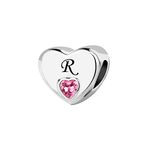 KunBead Jewelry Initial R Letter Love Pink Heart Alphabet Bead Charms Compatible with Pandora Charm Bracelets