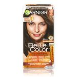 Garnier Belle Color Permanent Hair Dye, 403 Dark Mocha Brown, 100% Grey Coverage, Enriched with Argan Oil and Wheat Germ Oils - 1 Application, Packaging may vary