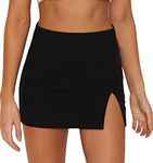 Wrotorea Womens Black Mini Skirt High Waist High Slit Sexy Bodycon Mini Skirt 0290……, Black, Medium