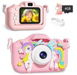 CADDLE & TOES Kids Camera for Boys Girls, 40MP 1080P Digital Video Camera for Kids, Hd, Dual Lens,Selfie,4GB Sd Card, Birthday Gift for Boys and Girls Age (4+) to 12,Digital Camera (Wing UnicornPink)
