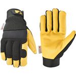 Wells Lamont Grain Cowhide Leather Hybrid Thinsulate Winter Gloves, Large (3233), Black