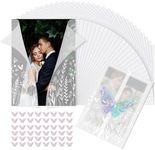48 Pack Pre-Folded Vellum Jackets for 5x7 Invitations, Translucent Long Grass Wedding Invitations Wraps for Wedding, Baby Shower, Birthday (with 48pcs 3D Butterfly Stickers)