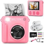GREENKINDER Kids Camera Instant Print, Christmas Birthday Gifts for Boys Girls Age 3-12, 2.4-Inch/1080P Kids Digital Cameras, Portable Travel Toy for 3 4 5 6 7 8 9 10 Year Old Girls (Pink)