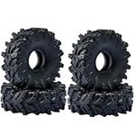 DJCRAWLER Super Soft 1.0 Mud Tires，Large 74*27mm Tire TRX4M F-150 1/18 1/24 Axial SCX24 AX24 FMS FCX24 Ultimate 4x4 4WS Mini RC Crawler XC-1 RTR，Muddy Swamp Tyres，Come with Double Layer Sponges，Black