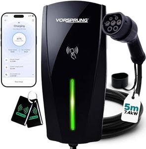 VORSPRUNG® Alpha Max 7.4kW EV Charger | WiFi, Ethernet & RFID | Type 2 | Tethered | Single Phase | Solar Charging | Home EV Charger | IP65, 5m Cable, Variable Power, PEN Protection | 3 Year Warranty