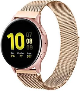 20mm Bands Compatible with Samsung Galaxy Watch 3 41mm / Active 2 (44mm/40mm) / Active/Galaxy Watch 42mm Band, 20mm Adjustable Stainless Steel Mesh Loop Replacement Wristband Strap (Rose Gold #20mm)