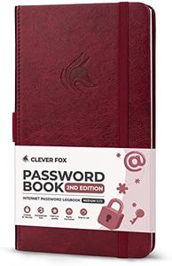 Clever Fox Password Book 2nd Edition – Hardcover Password Keeper with Alphabetical Tabs – Internet Address Notebook & Login Details Organizer Journal – 4.1x7.6” (Wine Red)