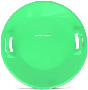 Slippery Racer Heavy-Duty Cold Resistant Downhill Pro Plastic Outdoor Winter Saucer Disc Snow Sled with Handles. (Green)