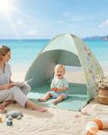 Maraiss Pop Up Baby Sun Tent with UPF 50+ UV Protection, Lightweight Baby Tent Made of 190T Silver-Coated Fabric, Cute Giraffe Pattern Infant Shade for Beach, Garden and Outdoor Use