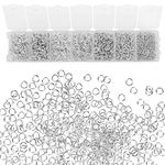 Sibba 1500 Pcs Jump Rings Small Split Ring Silver Plated Jewelry Necklace Connectors Repair kit Single Loop Open Chain Links 7 Sizes DIY Charm Making Bracelet Arts Crafts Organization Box Set