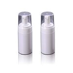 2PCS 120ml/4oz Empty Refillable White Plastic Mousses Bottles Liquid Foaming Containers Foam Dispenser Pump Bottles Jar Pot for Cosmetic Makeup Facial Cleanser Shampoo Shower Gel