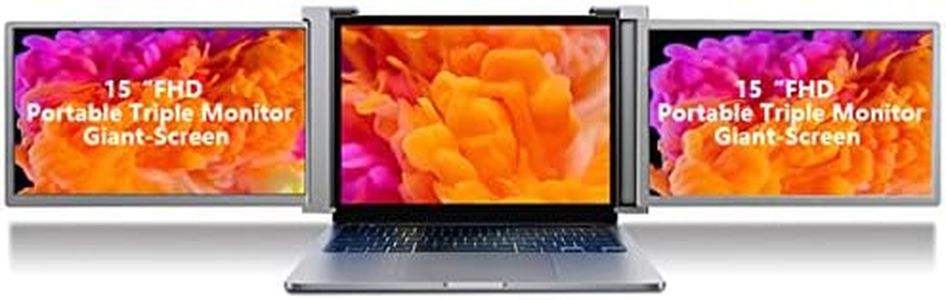 15" Triple Laptop Screen Extender, FHD 1080P IPS Triple Portable Monitor for Laptop Dual Monitor Display, Triple Screen for 15"-17" Laptop, Multi Modes, HDMI/USB/Type-C Plug and Play(1#)