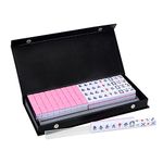 drizzle Pink Travel Mini Mahjong Set 20mm - Portable 146 Tiles Acrylic Material Mah-Jong - Travel Family Leisure Time - 0.8 in with Racks 1.96 Pounds - Traditional Chinese Version Game 旅行麻将