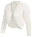 Belle Poque Womens White Cardigan Sweaters Fall Trendy Y2K Lightweight Knit Shrug Cardigans(White M)