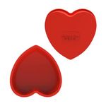 SILIVO Silicone Heart Shaped Cake Tin, Set of 2 Love Heart Cake Tin 8 inch, Heart Cake Mould 21 cm Diameter, Nonstick Heart Baking Tins