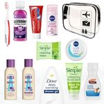 Travel Toiletries Set for Women Complete Mini Travel Toiletries, Hospital Miniature Toiletries, Holiday Minis Toiletries, Clear Liquids Bag, and a ALFLEE Checklist