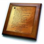 3dRose ft_58716_1 Psalm 23. "The Lord is My Shepherd" on A Golden Background with Two Small Lambs Faux Embossed.-Framed Tile, 8 by 8-Inch