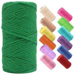 ecofynd Single String Color Jute Cord | Natural Hemp Rope for Wall Hanging, Plant Hanger Gift Wrapping, Garden Art | Thread Material for DIY Craft Projects, (2mm, 130 Meters, Green)