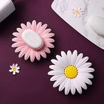 BluBasket Plastic Daisy Soap Dish, Soap Stand,Soap Holder Case for Bathroom - Set of 3 Random Color