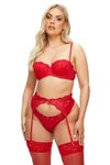 Ann Summers - Sexy Lace Planet Balcony Bra for Women with Underwire Padded Cups and Charm Detail, Push up Bra, Every Day Bra, Lace Underwear for Women Red