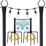 BIRDROCK HOME Poles for Outdoor String Lights - Weather Resistant, Durable, Easy to Install, Sturdy Pole for Garden, Patio & Backyard - Set of 2, 10ft, Black