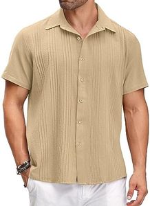 COOFANDY Men's Cuban Linen Shirt Guayabera Beach Cotton Casual Summer Shirt