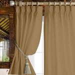 Villey Drapes Triple Pinch Pleated Blackout Curtains Thermal Insulated Room Darkening Curtains for Bedroom/Livingroom Pack of 1 Panels, Tiebacks, Hooks(Barley Corn, Custom)