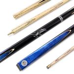 BAIZE MASTER 57 Inch Jimmy White Signature VICTORY Two Piece 2pc Ash Snooker Pool Cue with 9.5mm Layered Tip (Blue)