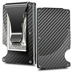 Carbon Fiber Wallet, Credit Card Holder RFID Blocking, Slim Minimalist Money Clip for Men and Women (Black)