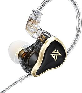 KZ ZAS Metal Headset 7BAs+1DDs Hybrid 16 Drivers HiFi Bass Earbuds in Ear Monitor Headphones Sport Noise Cancelling Earphones(with mic,Black)