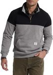 JMIERR Men's Quarter Zip Pullover Quilted Sweatshirt Pullover Long Sleeve Stand Collar Sweater Color Block Sweatshirt, S,Light Grey