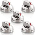 5 Pack DG64-00473A Burner Dial Knob Range Oven replacement Stainless Steel for Samsung NX58F5700WS NX58H5600SS NX58H5650WS NX58J7750SS NX58M6850SS NX58K7850SS Gas Range Replace AP5917439 PS9606608