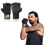 Boldfit Gym Gloves for Men Workout Unisex Hand Gloves for Gym for Men & Women with Wrist Support for Weightlifting, Workout Comfortable Fit Bike Riding, Cycling Handgloves - Warrior Black Yellow M