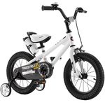 RoyalBaby BMX Freestyle Kids Bike, Boy's Bikes and Girl's Bikes with Training Wheels, Gifts for Children, 16 inch Wheels, White