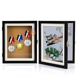 SHREERANG Shadow Box Frame For 3d Object Shadow Box Frame With Glass Shadowbox Display Case Shadow Box Money Bank Medal Holder Shadow Box For Photos Cards Art Tickets Aesthetic Things Medal Box Medal Stand Medal Hangers For Wall (8"x10") (1 Piece)